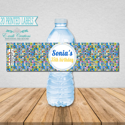 Etiquetas para botellas de agua de Loteria
