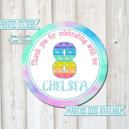 Pop It Party Stickers - Personalized