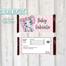 Load image into Gallery viewer, Pink Floral Elephant Chocolate Bar Wrapper
