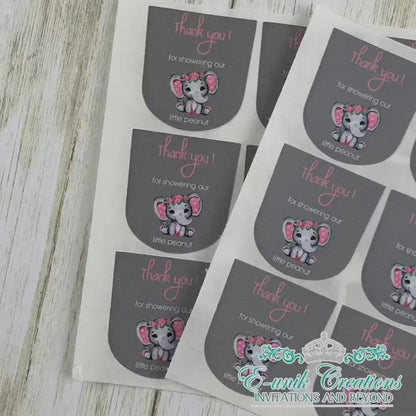 Girl Pink Elephant Sanitizer Labels