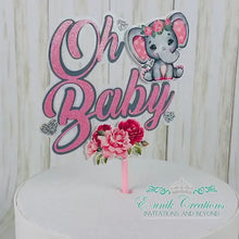 Load and play video in Gallery viewer, Pink Floral Elephant Cake Topper
