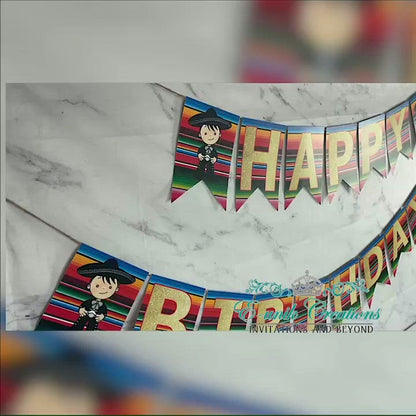 Charro Birthday Banner, Black Charro