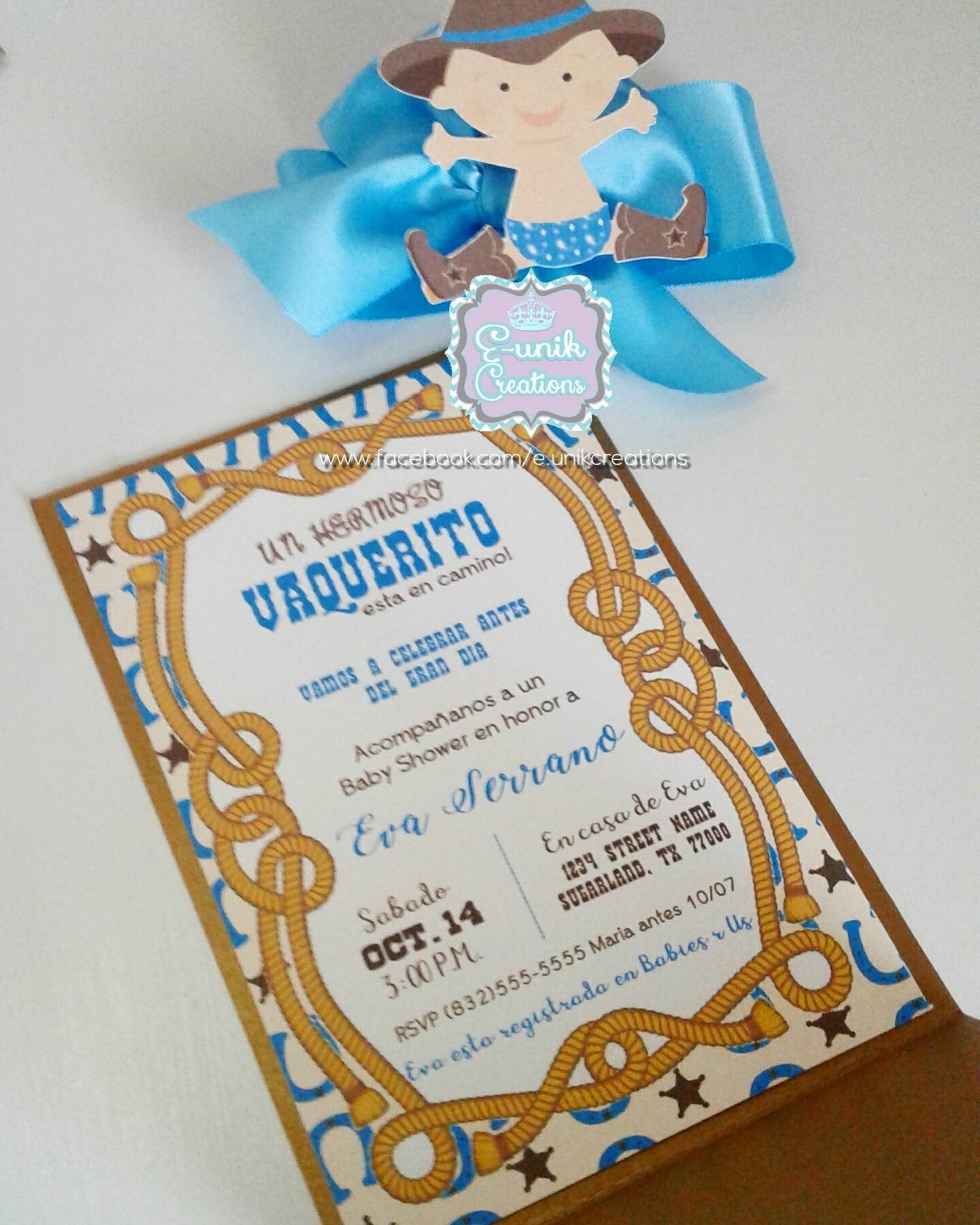 Invitaciones de vaquero bebé