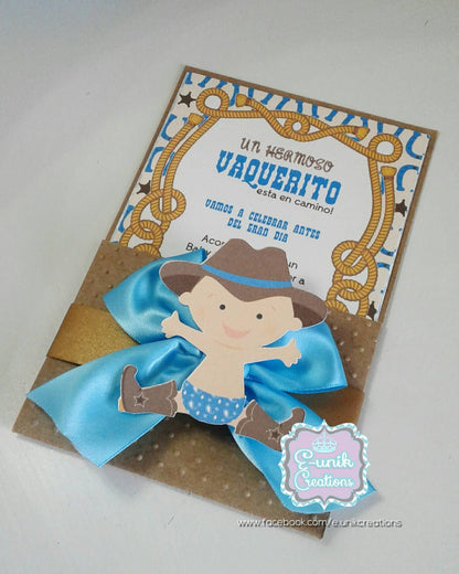 Invitaciones de vaquero bebé