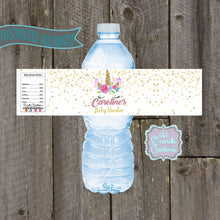 Load image into Gallery viewer, Unicorn Water Bottle Labels, Magical Party Wrappers
