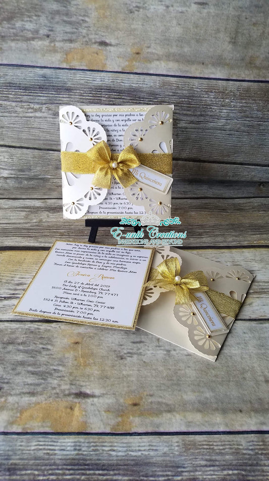 Gold Cream Invitations