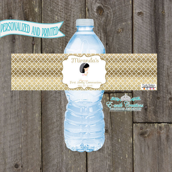 First Communion Water Bottle Labels