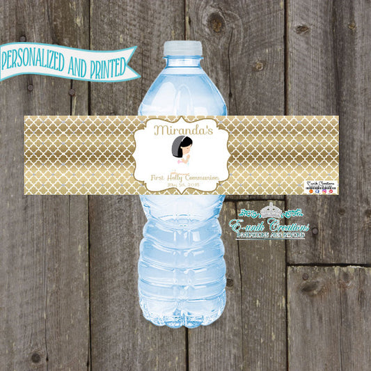 Etiquetas para botellas de agua de primera comunión