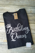Load image into Gallery viewer, Birthday Queen Shirt, Silver Glitter Shirt, Birthday Crown Shirt
