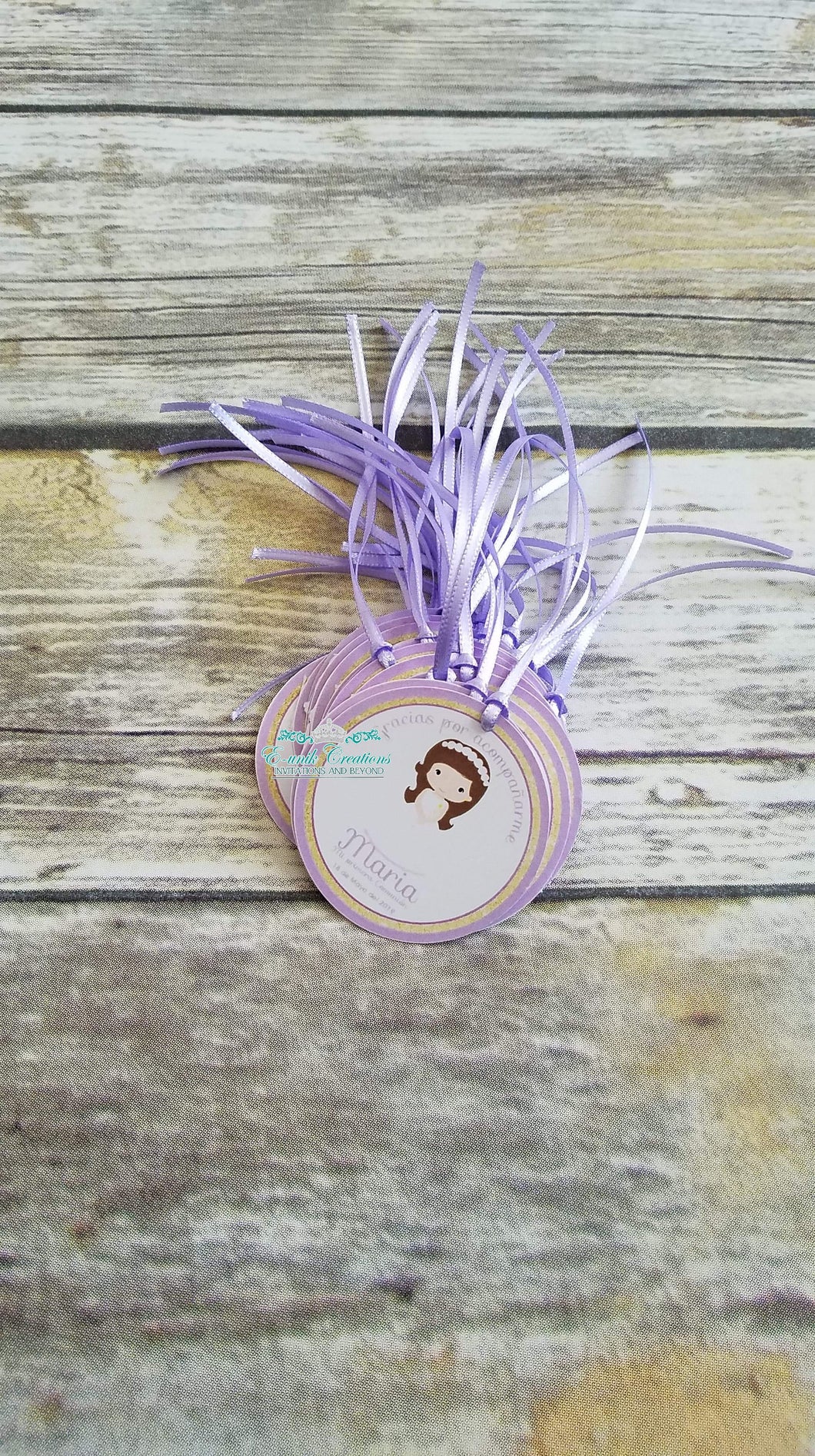 Communion Tags, Lavender Tags, Printed Tags With Ribbon, First Communion Thank You Tags