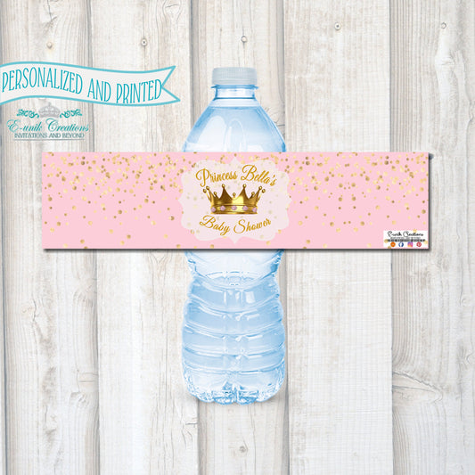 Etiquetas para botellas de agua de princesa