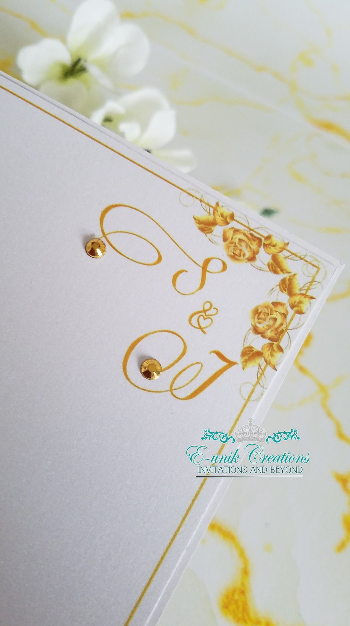 White and Gold Square Invitation