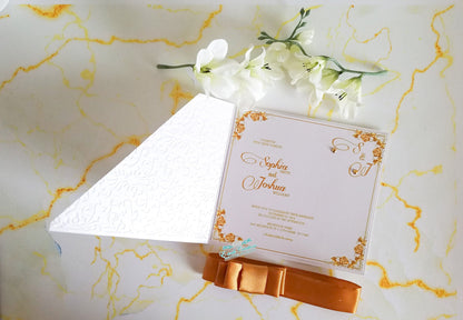 White and Gold Square Invitation