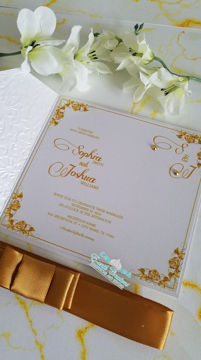 White and Gold Square Invitation