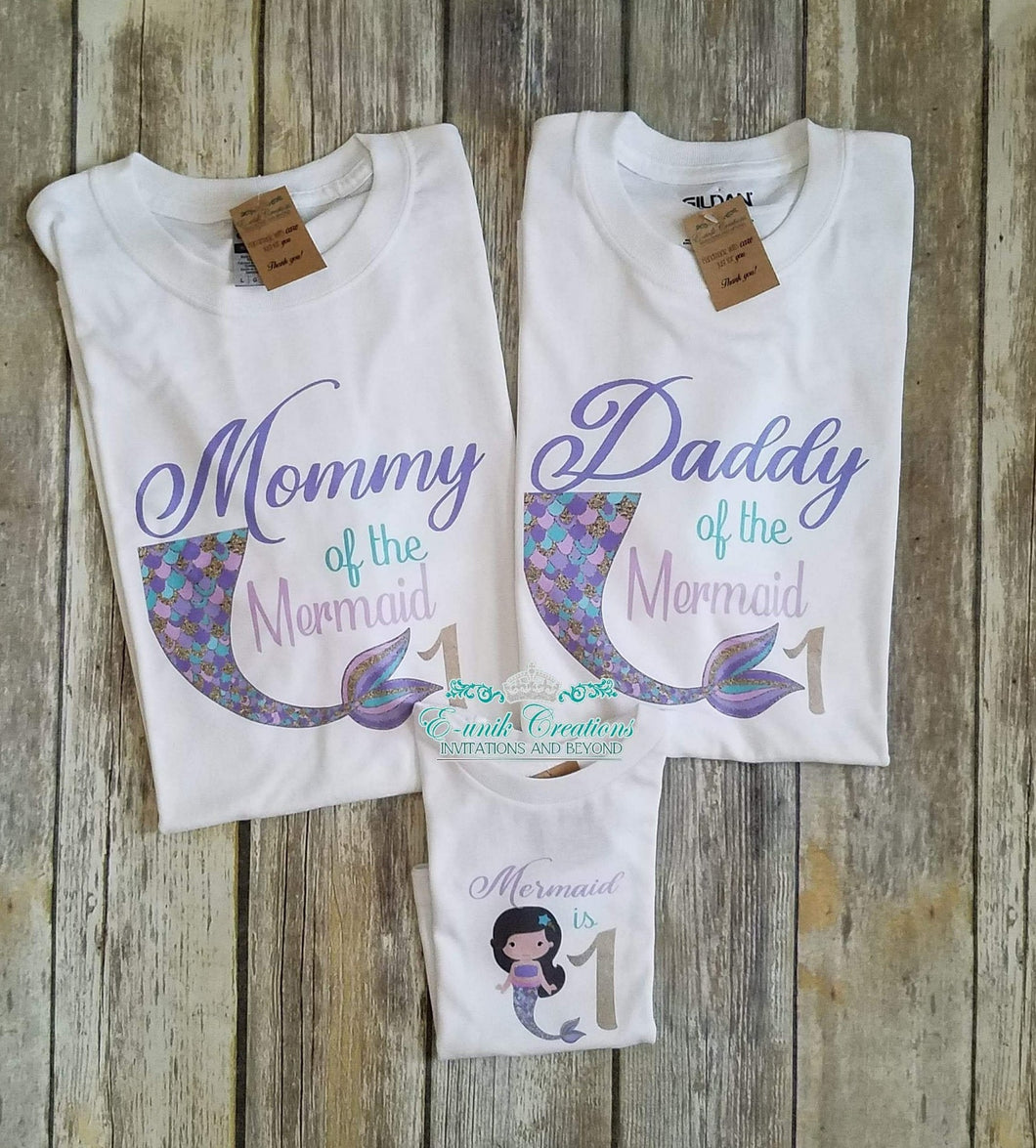 Mermaid Party T-shirt, Mermaid Family T-shirt, Mermaid Tail Party, Mommy of the Mermaid, Daddy of the Birthday Girl