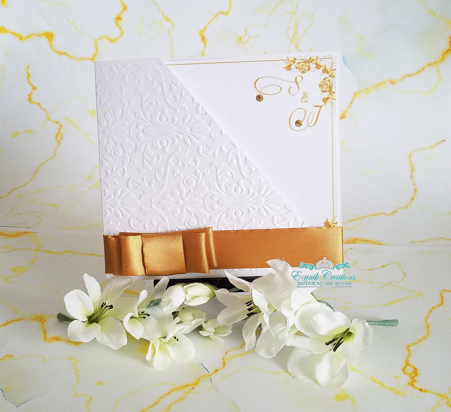 White and Gold Square Invitation