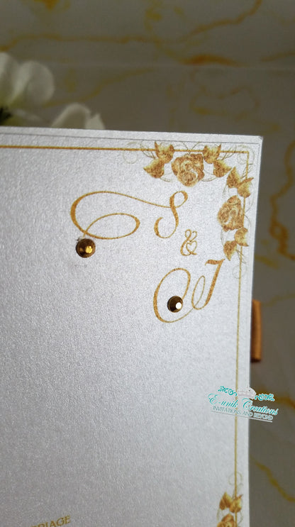 White and Gold Square Invitation