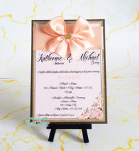 Load image into Gallery viewer, Peach Brown Bow Invitation
