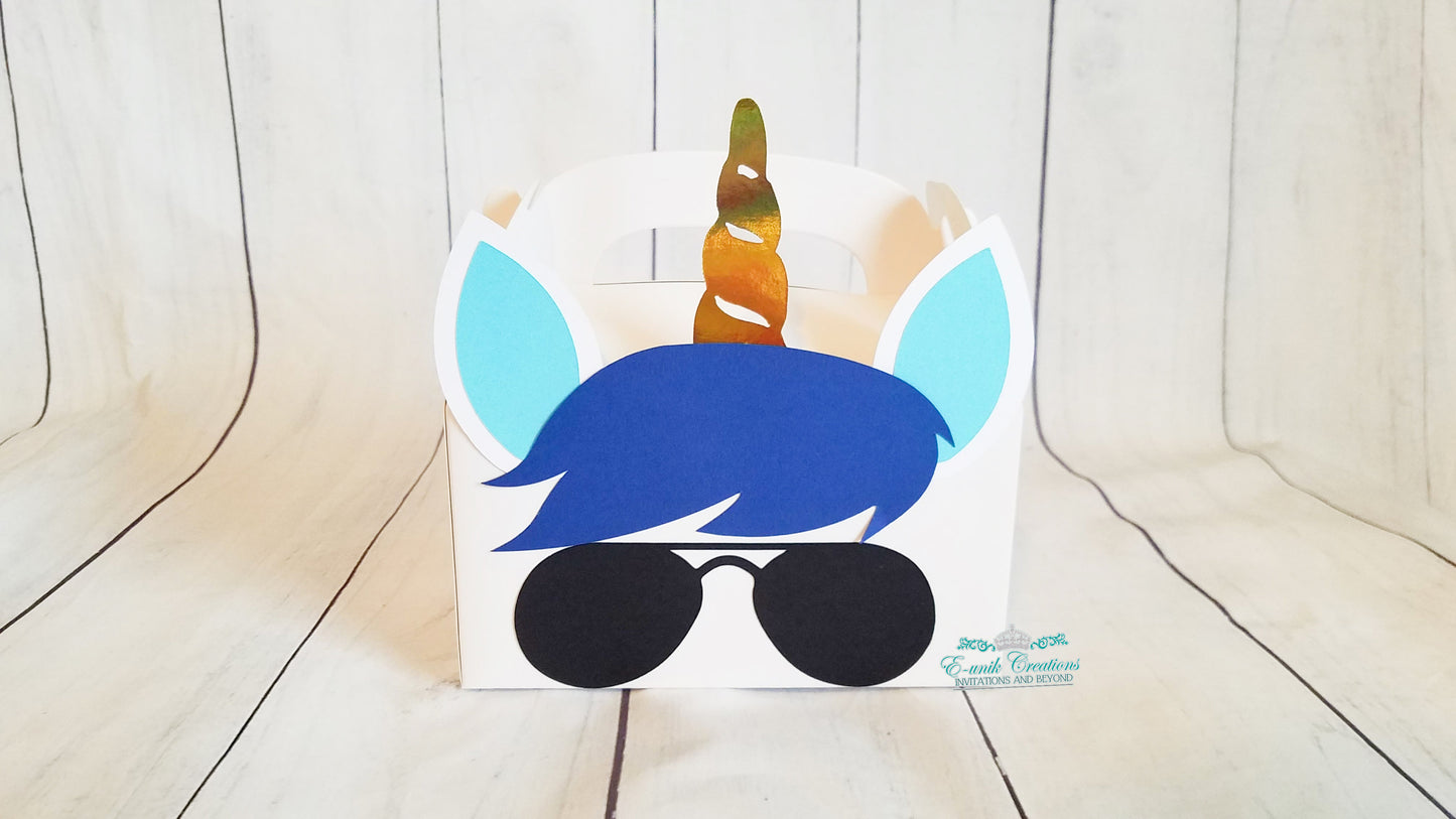 Unicorn Boy Box, Unicorn Favor Box, Cool Boy Unicorn