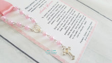 Load image into Gallery viewer, Girl Baptism Favors, Pink Rosary Favors, Prayer Card Rosary
