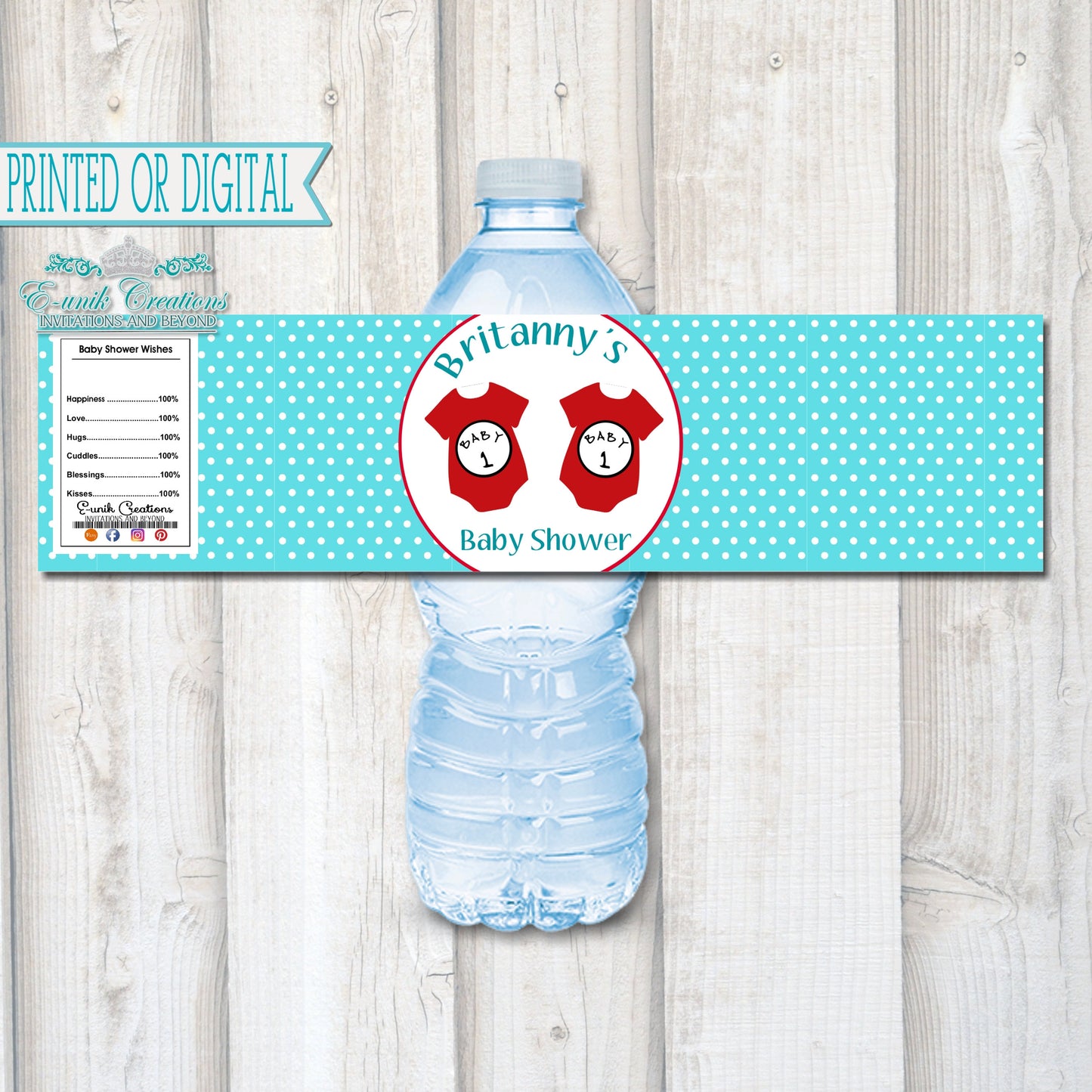 Baby 1 Baby 2 Water Bottle Label