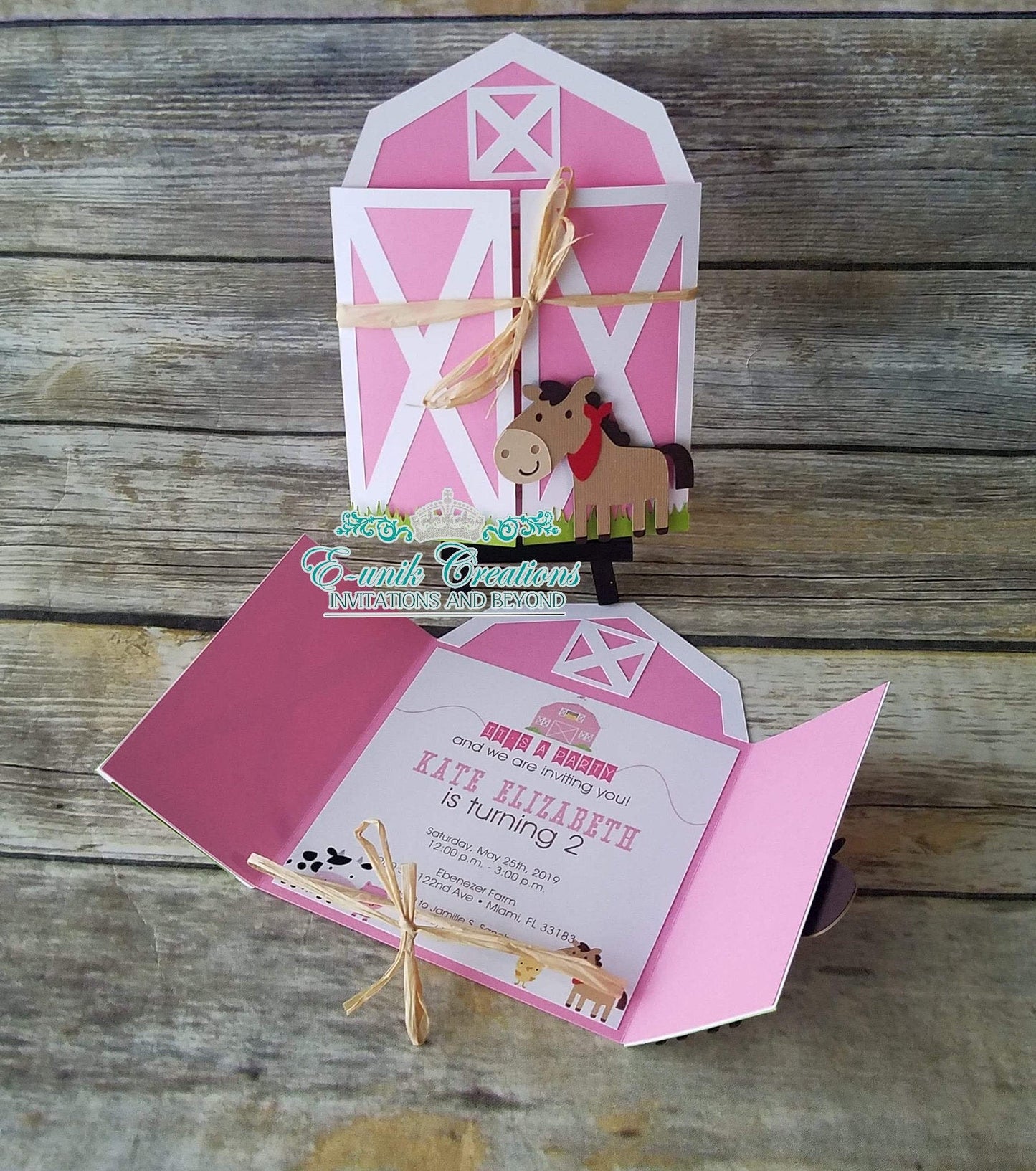 Horse Pink Barn Invites