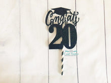 Load image into Gallery viewer, Graduation Cake Topper -Black Glitter
