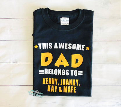 Regalo del día del padre, camiseta personalizada a la que pertenece este padre increíble