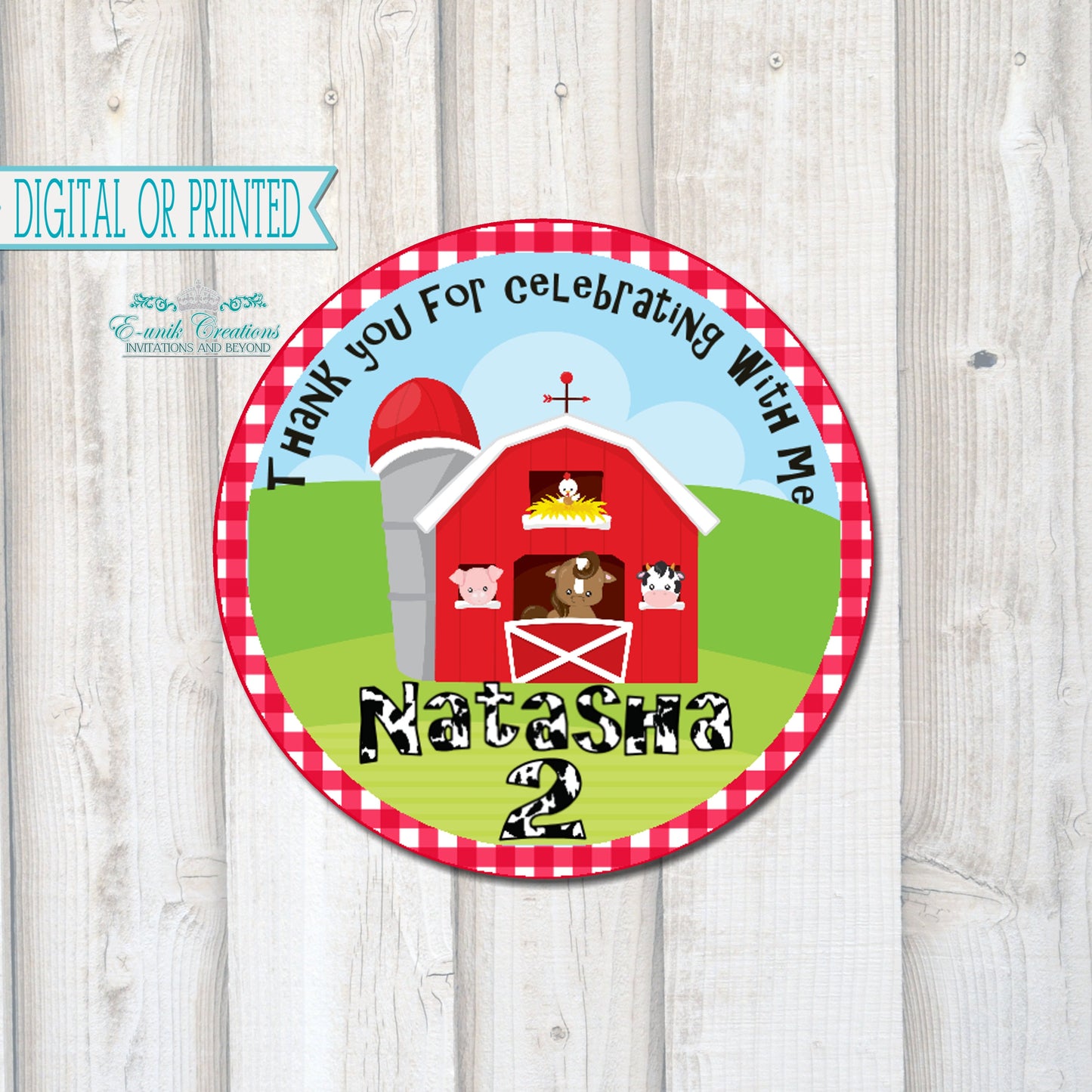 Farm Party Stickers, Farm Birthday Party, Barnyard Party