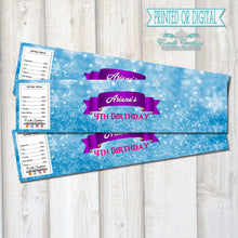 Load image into Gallery viewer, Frozen Bottle Labels, Frozen Party Favors, Snowflake Party Label
