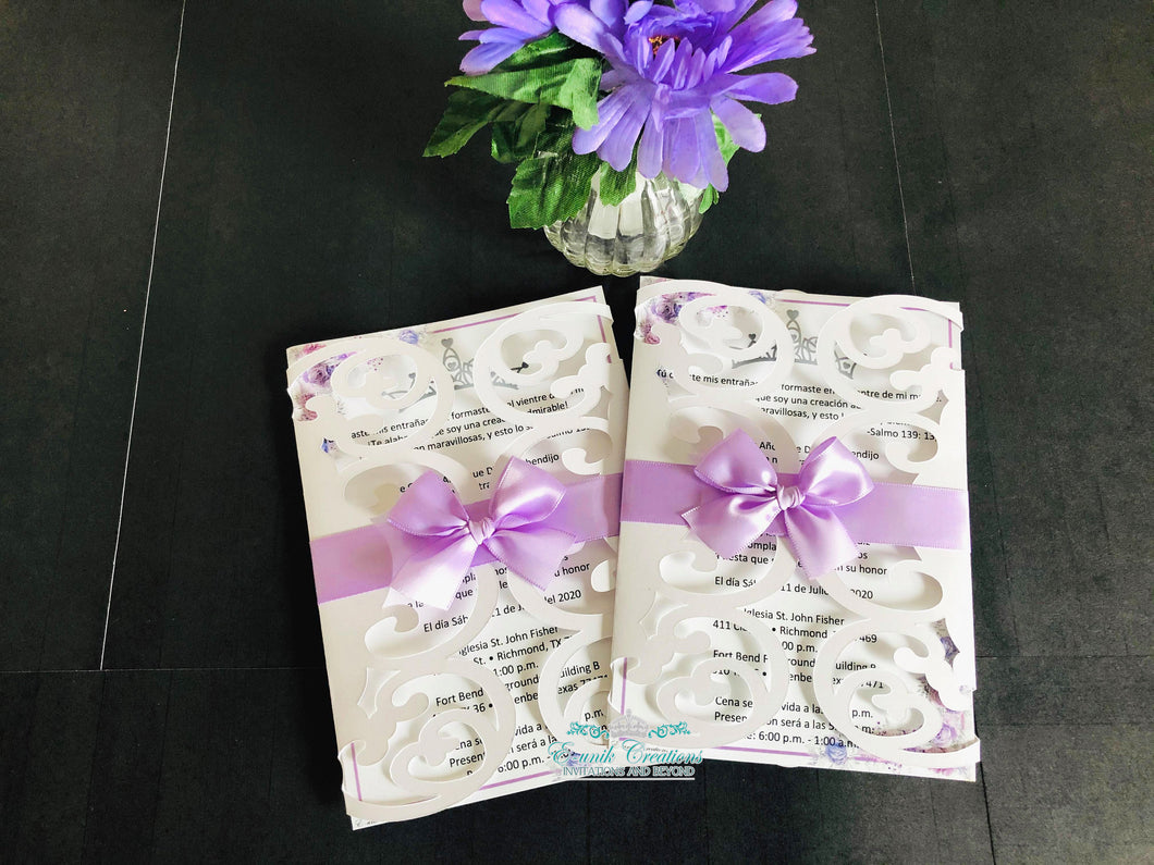Floral Lavender White Invitations