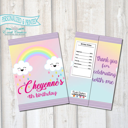 Rainbow Chip Bags, Custom Chip Bags, Cloud Chip Bag, Cloud 9 Party. RC0528