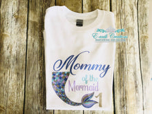Load image into Gallery viewer, Mermaid Party T-shirt, Mermaid Family T-shirt, Mermaid Tail Party, Mommy of the Mermaid, Daddy of the Birthday Girl
