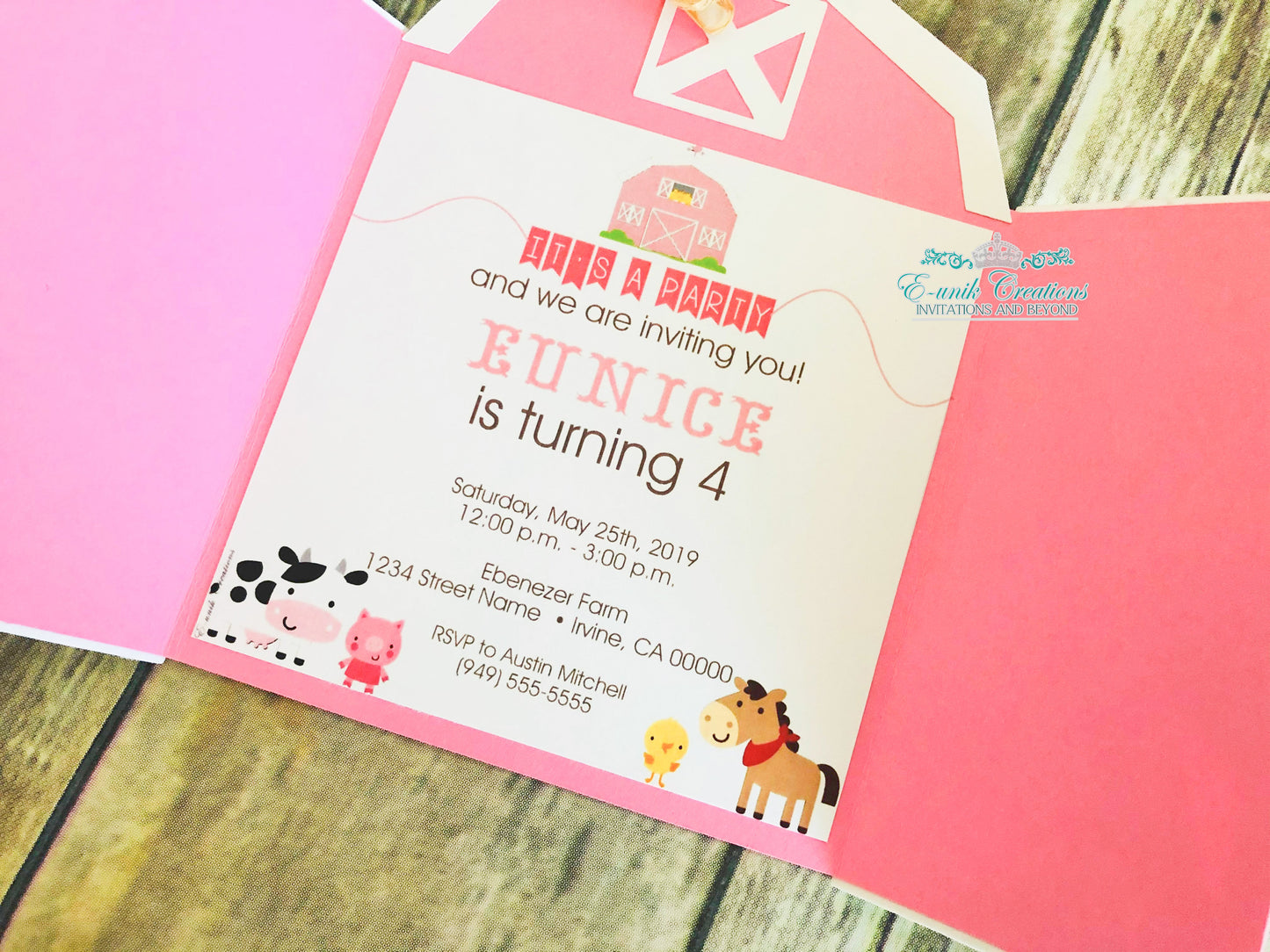 Horse Pink Barn Invites