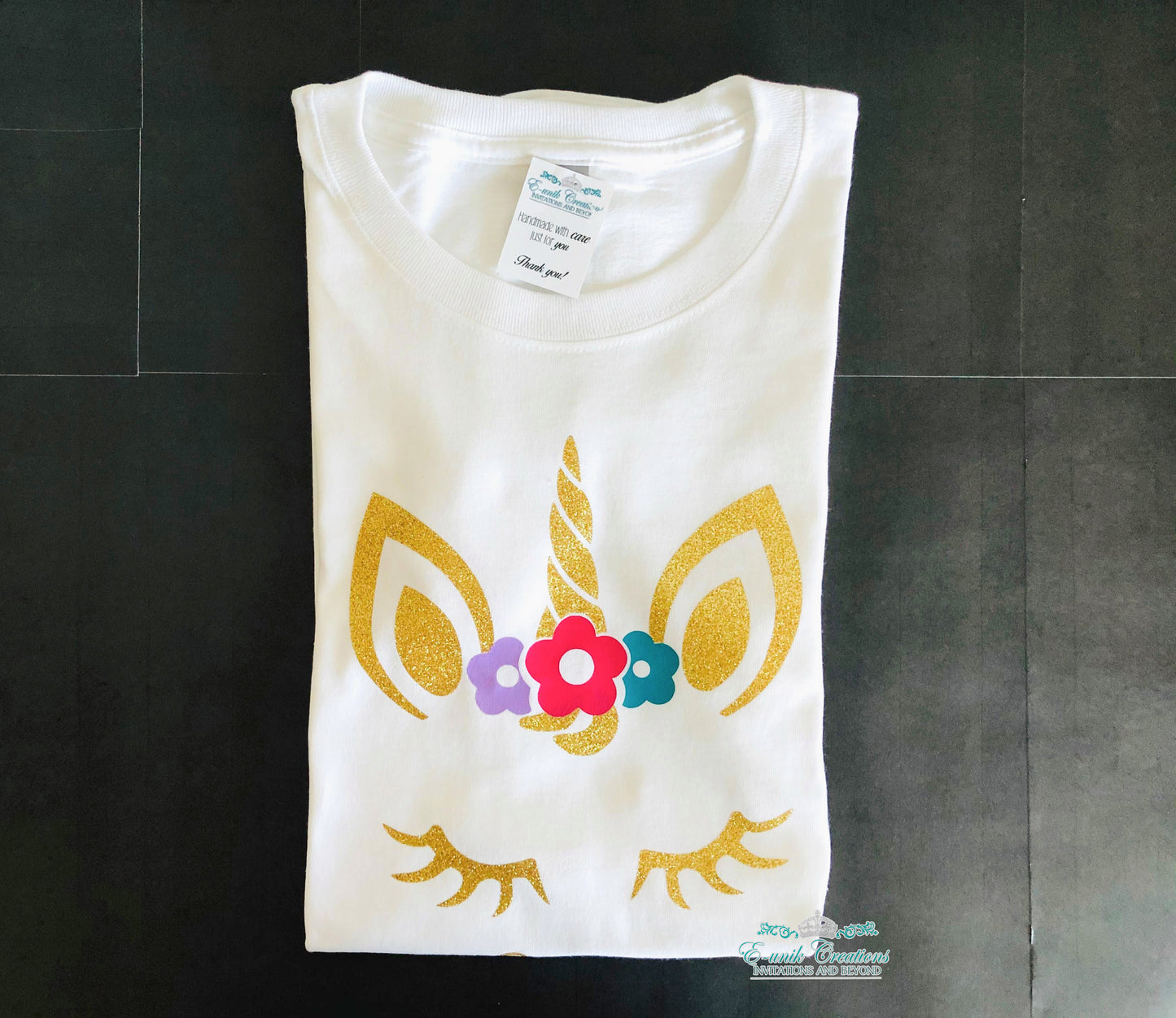 Personalized Glitter Unicorn Birthday T-shirt