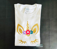 Load image into Gallery viewer, Personalized Glitter Unicorn Birthday T-shirt
