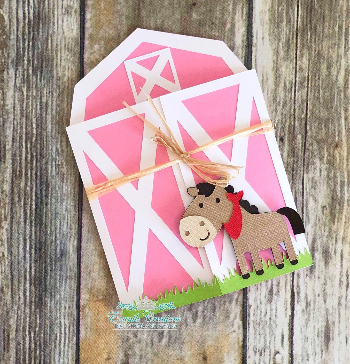 Horse Pink Barn Invites