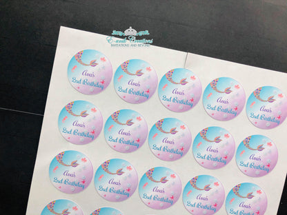 Mermaid Stickers, Mermaid Tail Sticker, Mermaid Party Supplies, Personalized Sticker
