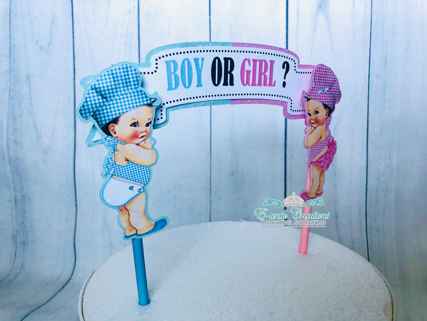 Baby Chef Topper Gender Reveal Cake Topper