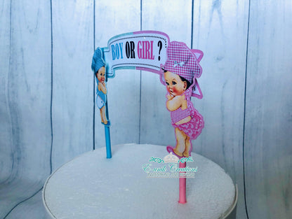 Baby Chef Topper Gender Reveal Cake Topper