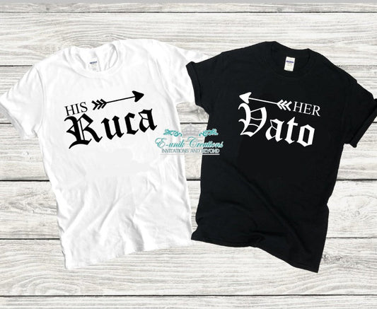 His Ruca T-shirt, Her Vato T-shirt, Chicano Couple Shirt