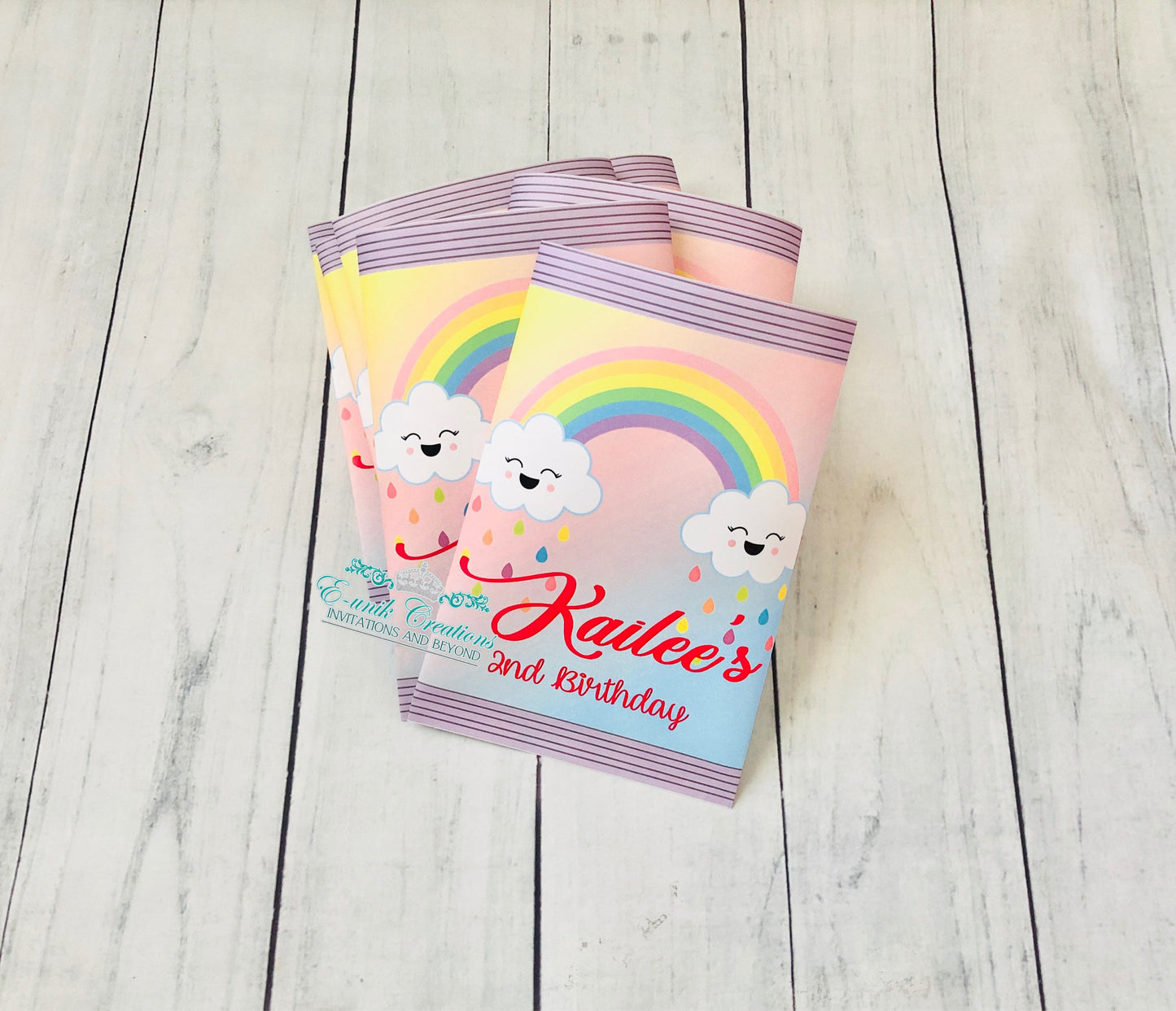 Rainbow Chip Bags, Custom Chip Bags, Cloud Chip Bag, Cloud 9 Party. RC0528