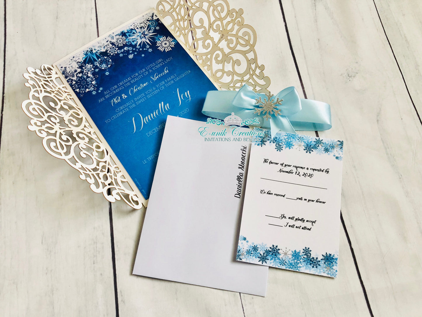 Invitaciones de copo de nieve de invierno