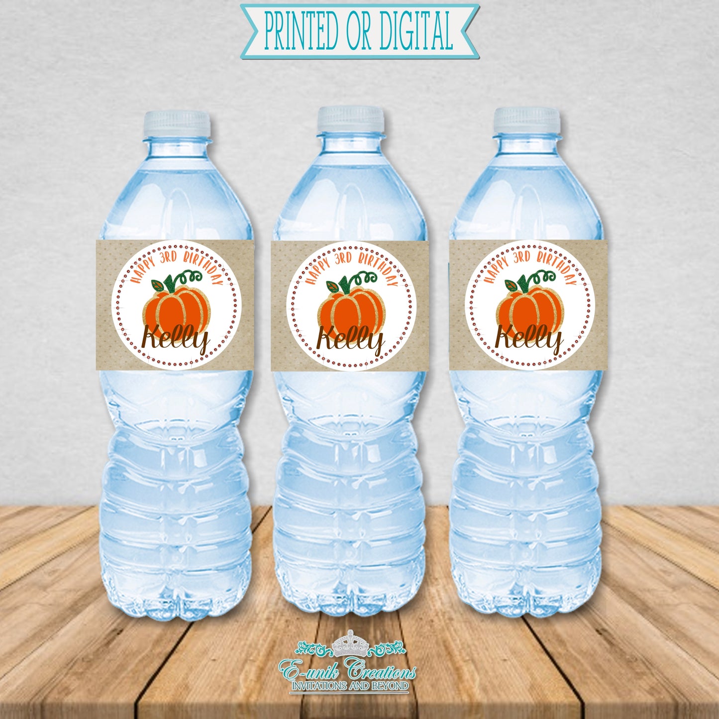 Pumpkin Bottle Label Fall Party Theme