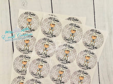 Charger l&#39;image dans la galerie, Silver Charro Sticker - Printed White Mariachi Sticker - Printed Round Labels - White Charro Baptism
