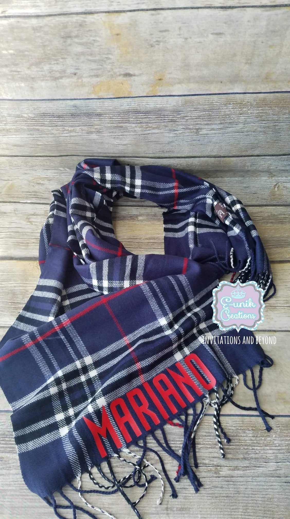 Bufanda de hombre con monograma, bufanda con nombre de invierno, regalo de hombre personalizado