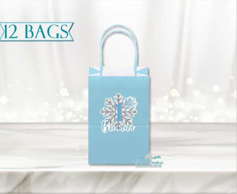 Snowflake Candy Bag, Snowflake Bags, Onederland Party, Party Kraft Bag F1120