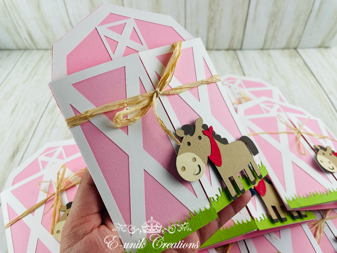 Horse Pink Barn Invites