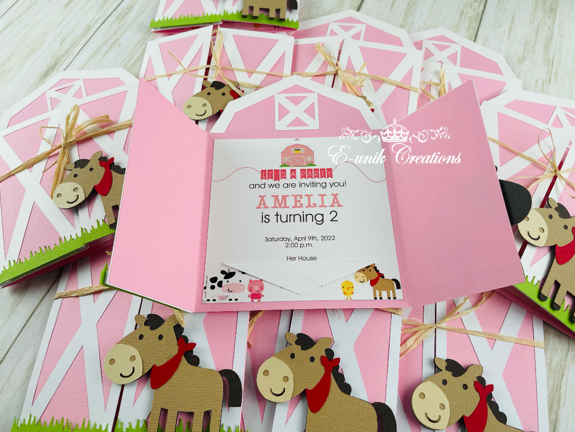 Horse Pink Barn Invites