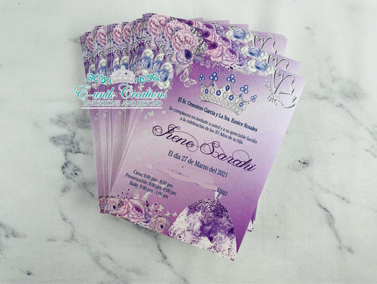 Lavender Purple Butterfly Quinceanera or Sweet 16 Invitation